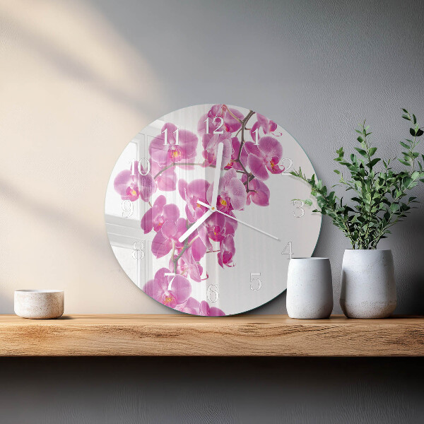 Reloj de pared redondo Orquídea