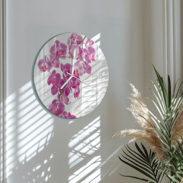Reloj de pared redondo Orquídea