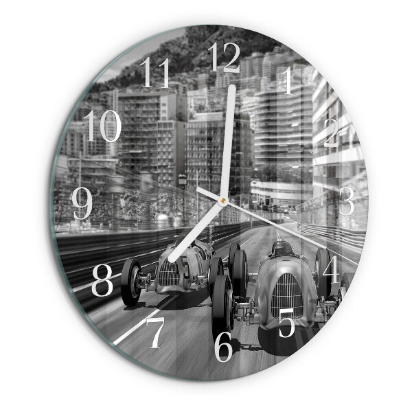 Reloj de pared redondo Coche de carreras