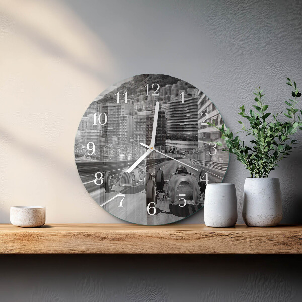 Reloj de pared redondo Coche de carreras