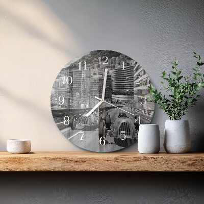 Reloj de pared redondo Coche de carreras