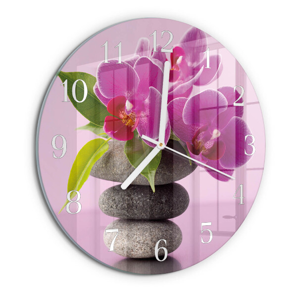 Reloj de pared redondo Orquídea