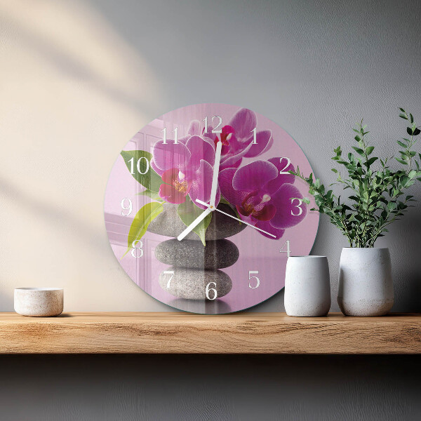 Reloj de pared redondo Orquídea