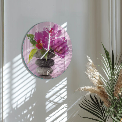 Reloj de pared redondo Orquídea