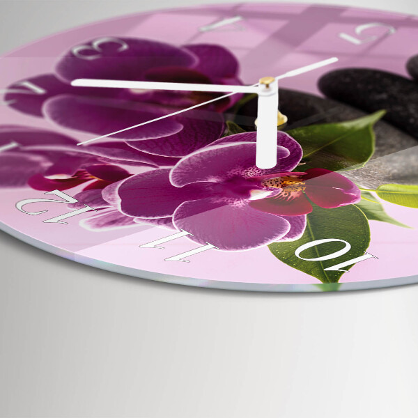Reloj de pared redondo Orquídea