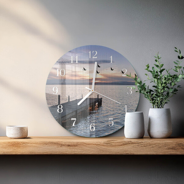 Reloj de pared redondo Pájaros junto al lago