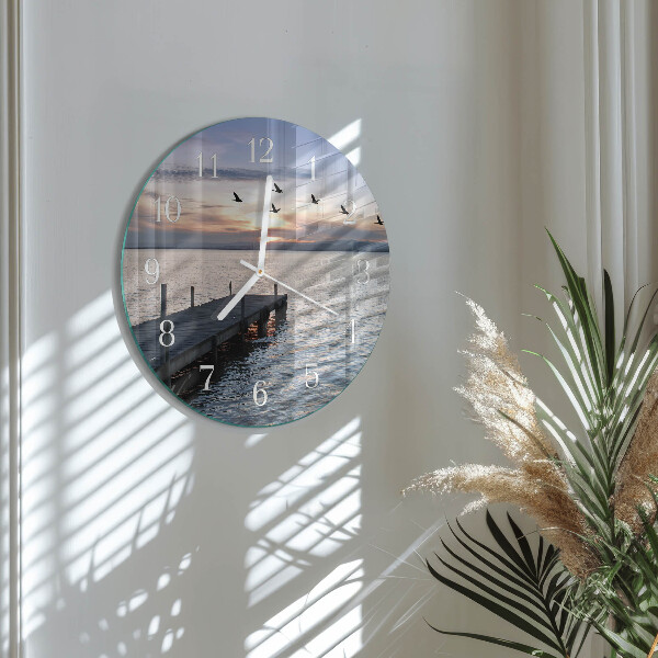 Reloj de pared redondo Pájaros junto al lago