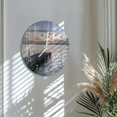 Reloj de pared redondo Pájaros junto al lago