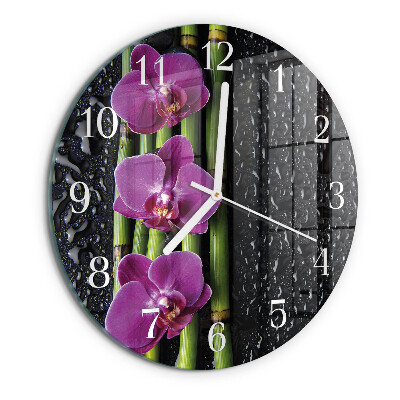 Reloj de pared redondo Orquídea