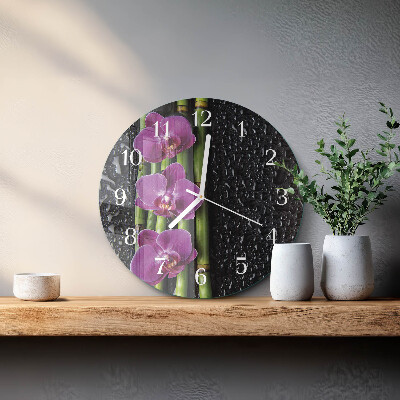Reloj de pared redondo Orquídea