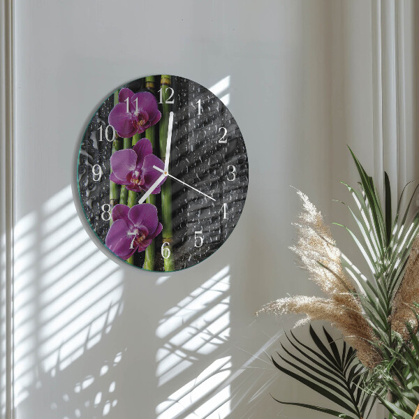 Reloj de pared redondo Orquídea