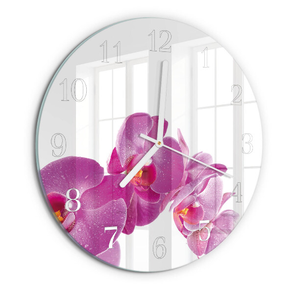 Reloj de pared redondo Orquídea