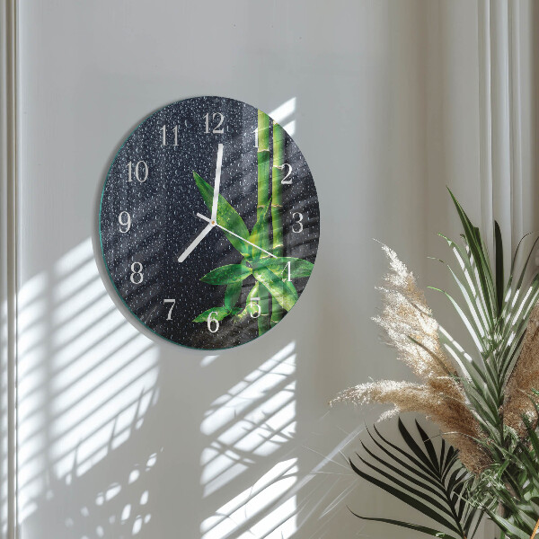 Reloj de pared redondo Gotas y bambú