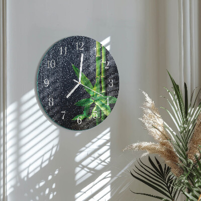 Reloj de pared redondo Gotas y bambú