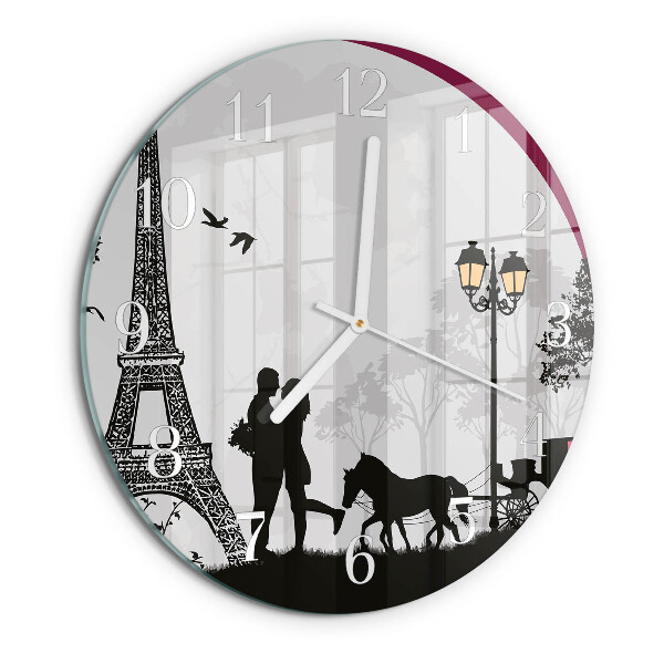 Reloj de pared redondo Amor por París