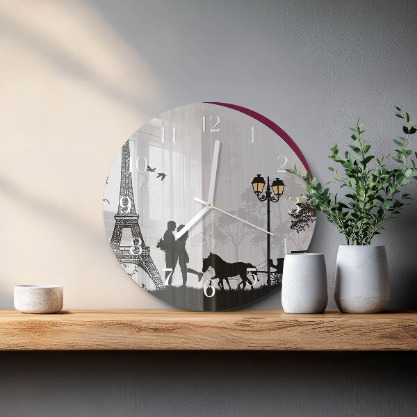 Reloj de pared redondo Amor por París