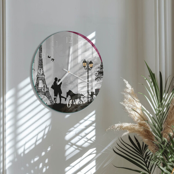 Reloj de pared redondo Amor por París
