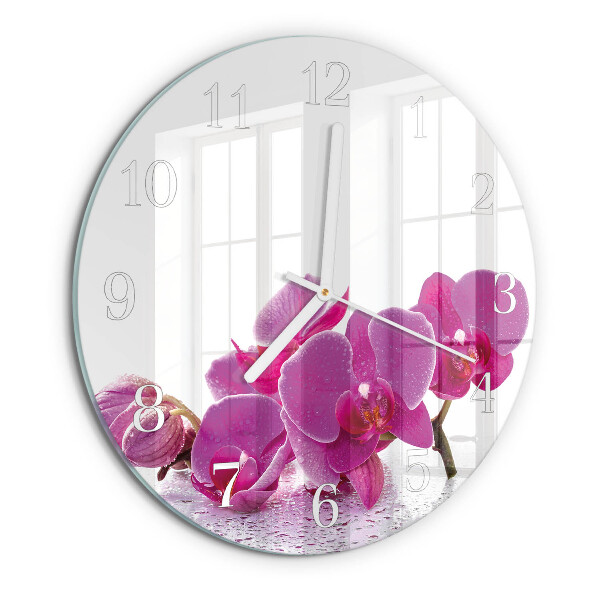 Reloj de pared redondo Orquídea