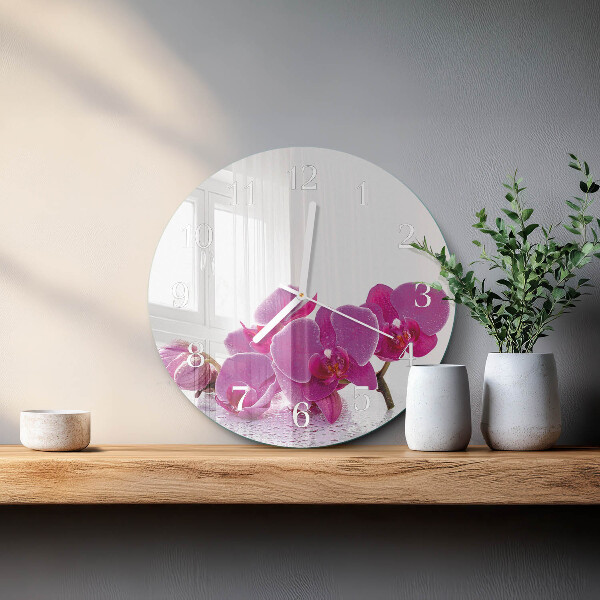 Reloj de pared redondo Orquídea