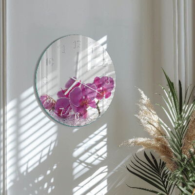 Reloj de pared redondo Orquídea