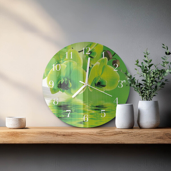 Reloj de pared redondo Orquídea