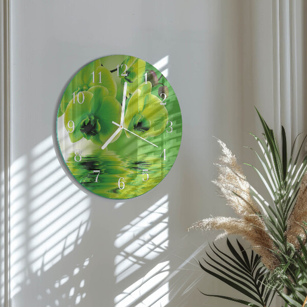 Reloj de pared redondo Orquídea