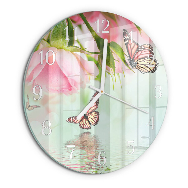 Reloj de pared redondo mariposas