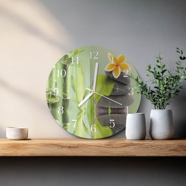 Reloj de pared redondo Piedras de bambú