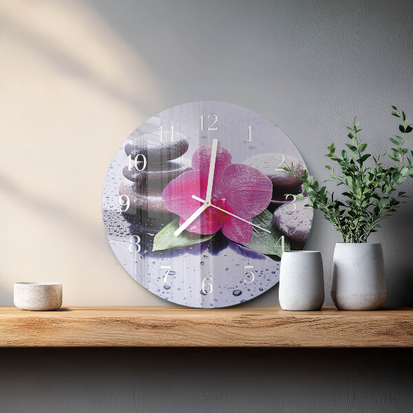 Reloj de pared redondo Orquídea