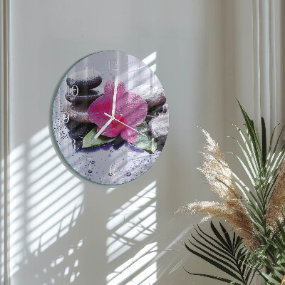 Reloj de pared redondo Orquídea