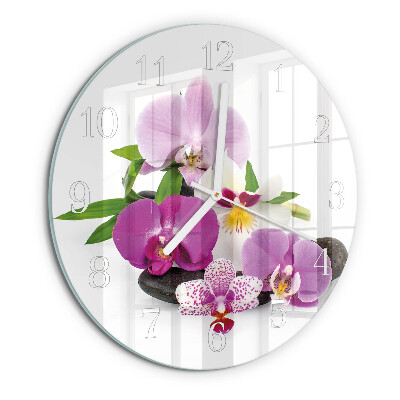 Reloj de pared redondo Orquídea
