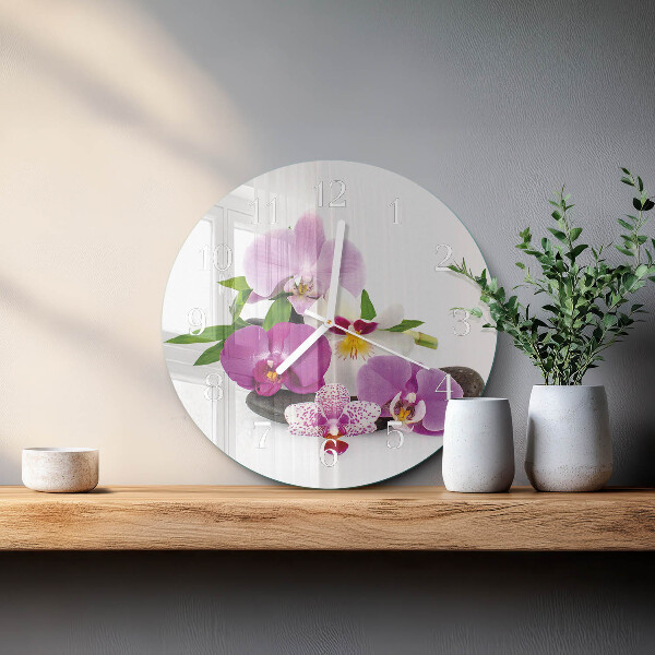 Reloj de pared redondo Orquídea