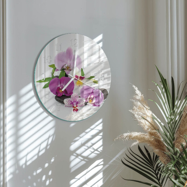 Reloj de pared redondo Orquídea
