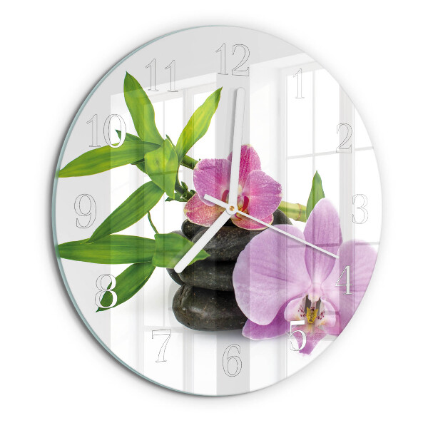 Reloj de pared redondo Orquídea