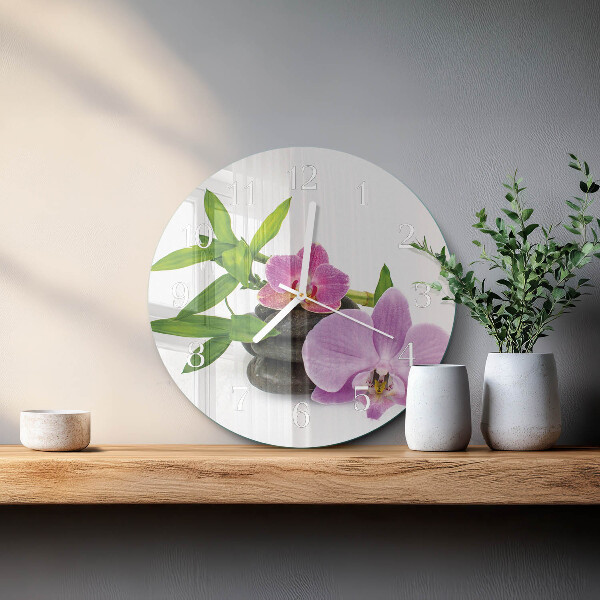 Reloj de pared redondo Orquídea