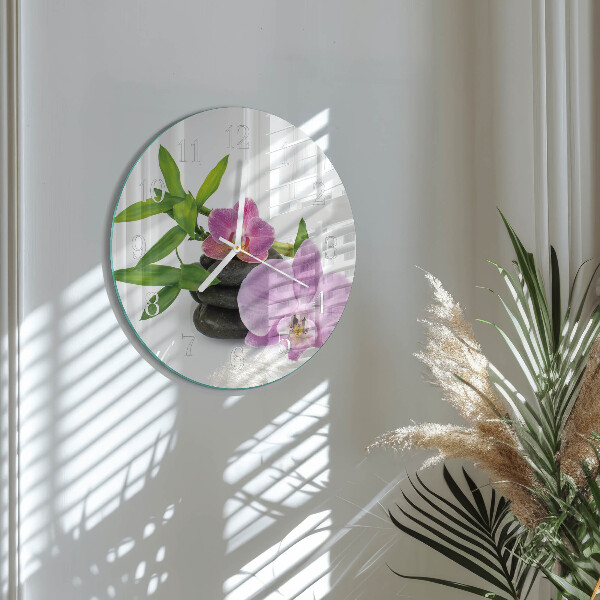 Reloj de pared redondo Orquídea
