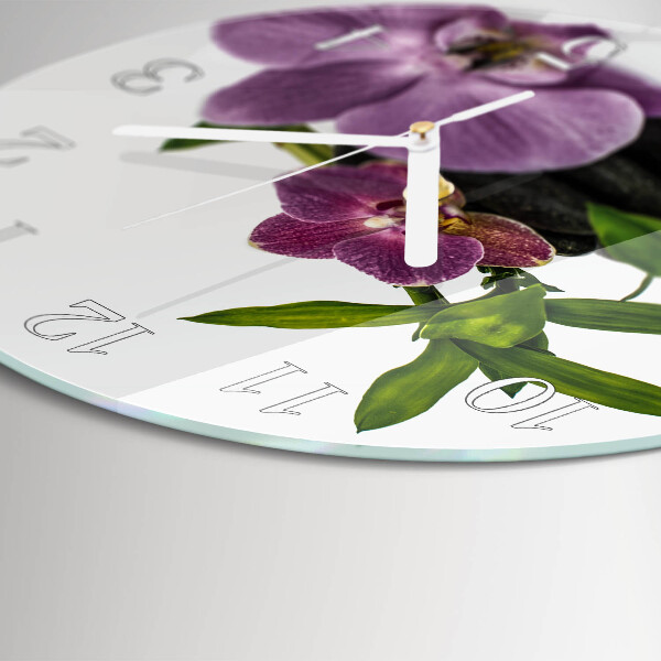 Reloj de pared redondo Orquídea