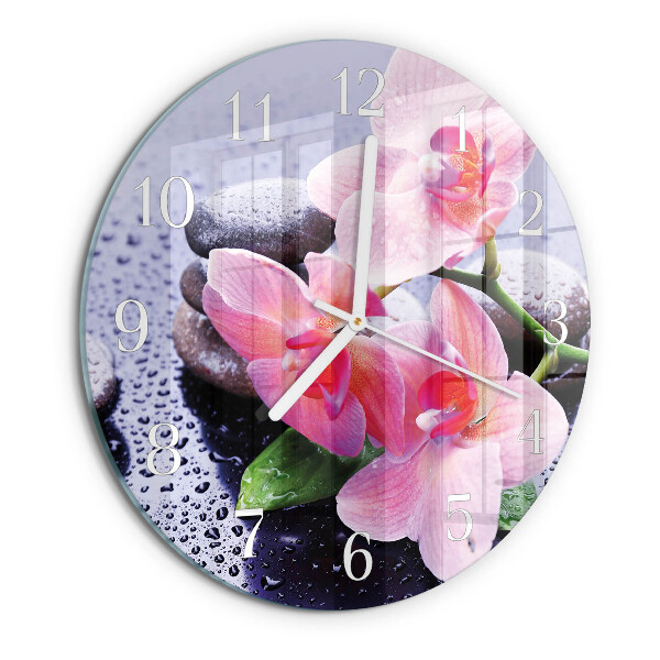 Reloj de pared redondo Orquídea