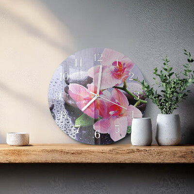 Reloj de pared redondo Orquídea