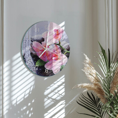Reloj de pared redondo Orquídea
