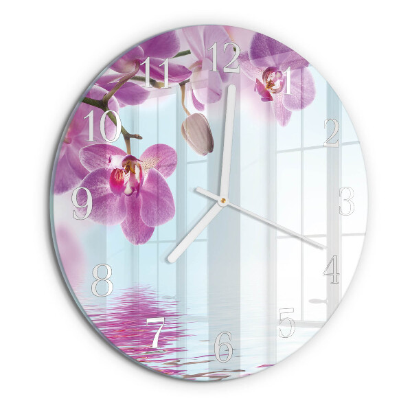 Reloj de pared redondo Orquídea