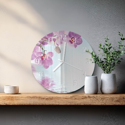 Reloj de pared redondo Orquídea