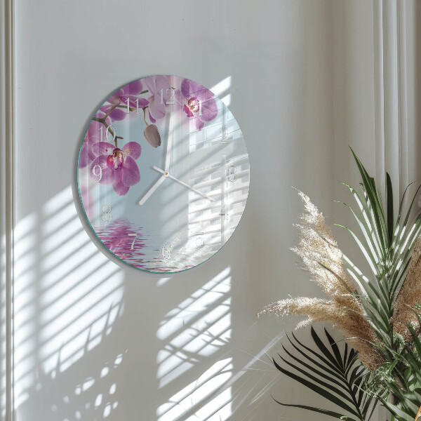 Reloj de pared redondo Orquídea