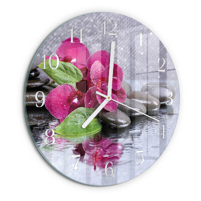 Reloj de pared redondo Orquídea