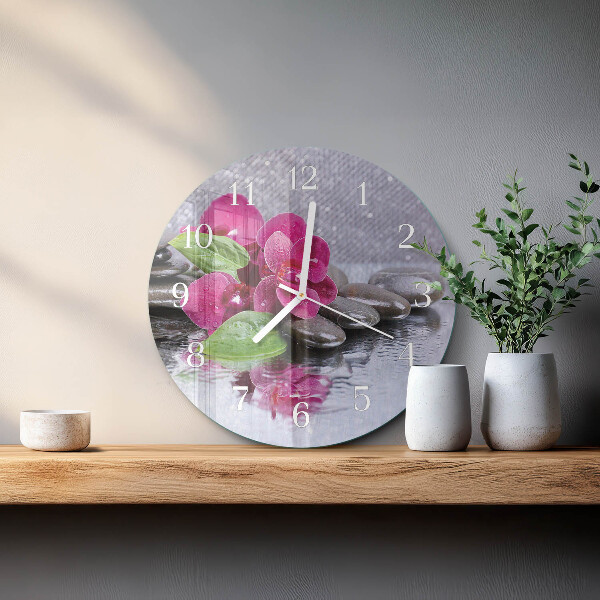 Reloj de pared redondo Orquídea