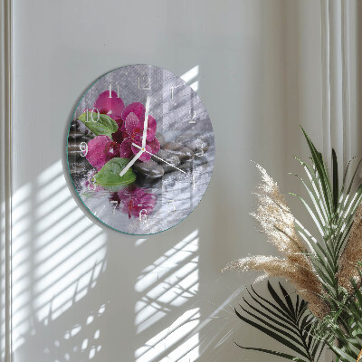 Reloj de pared redondo Orquídea