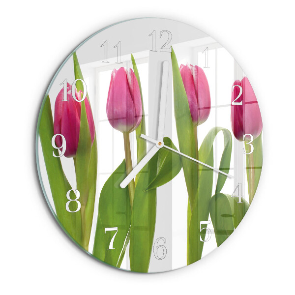 Reloj de pared redondo tulipanes