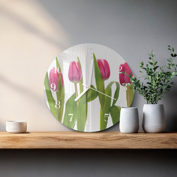 Reloj de pared redondo tulipanes