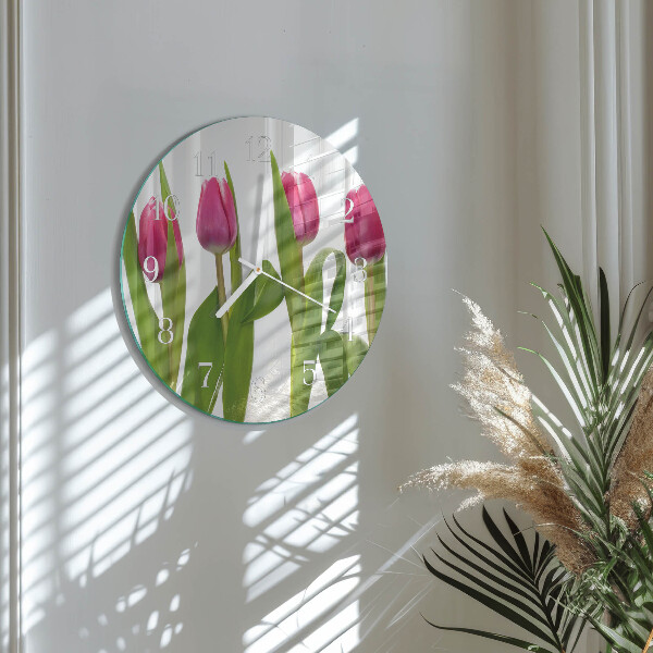 Reloj de pared redondo tulipanes