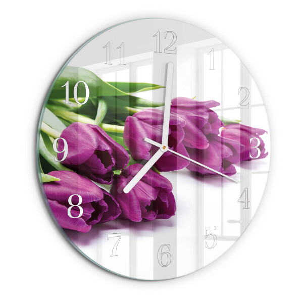 Reloj de pared redondo tulipanes
